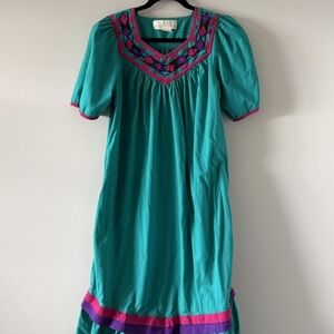 Teal Dress with Pink and Purple Accents